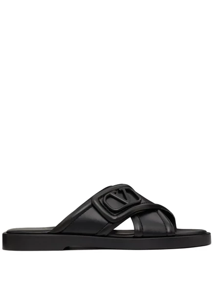 Мужские сандалии Valentino VLogo Signature кожаные, черные