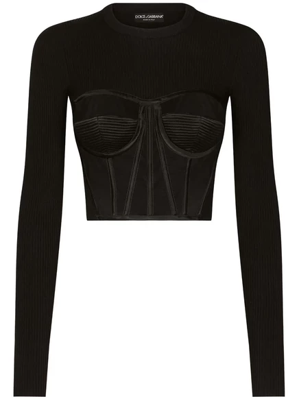 Джемпер-бюстье в тонкую полоску от Dolce & Gabbana black