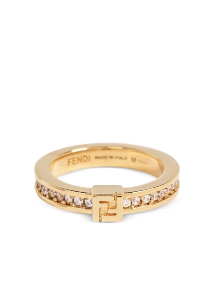 Женское кольцо Fendi Forever с кристаллами, золотистое
