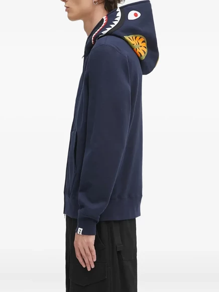 Толстовка с капюшоном на молнии с принтом акулы BATHING APE® blue