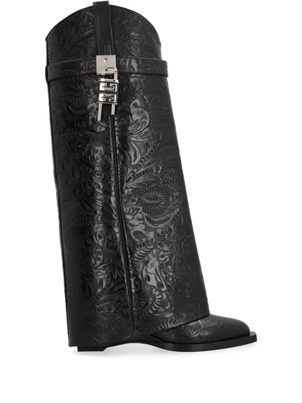 Ковбойские сапоги Givenchy с замком в виде акулы толщиной 60 мм black