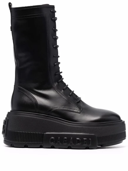 Ботинки на платформе Casadei на шнуровке black