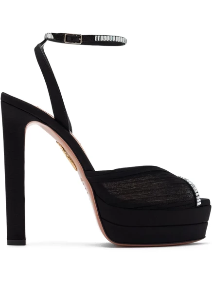 Босоножки на платформе Aquazzura 130 мм, украшенные кристаллами black