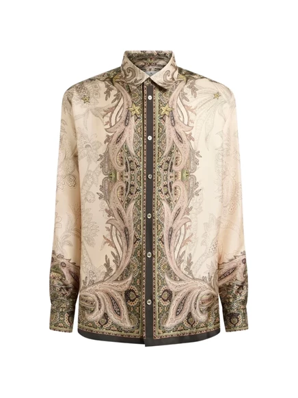 Мужская шелковая рубашка Etro, нейтральных оттенков