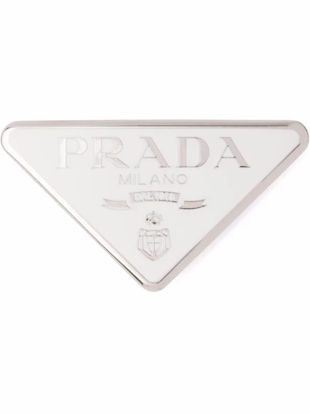 Заколка для волос с треугольным логотипом Prada white