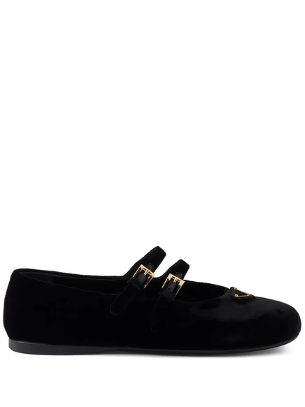 Балетные туфли Prada с бархатной отделкой  black