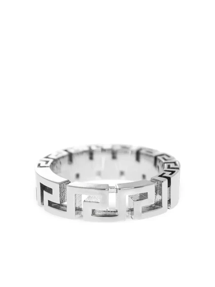 Кольцо Versace с мотивом Greca, серебристое