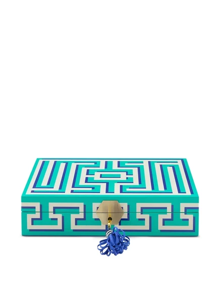 Шкатулка Jonathan Adler Ja Labyrinth с лабиринтом и кисточкой, зеленая