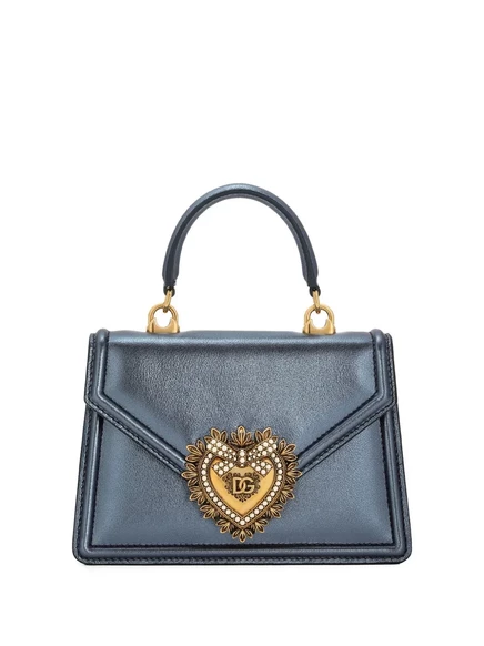 Маленькая кожаная сумка Dolce & Gabbana из натуральной кожи  blue