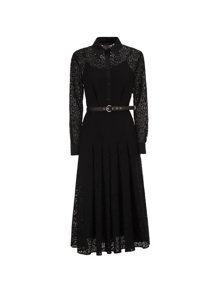 Женское платье‑рубашка Max Mara с кружевом Alençon, чёрное