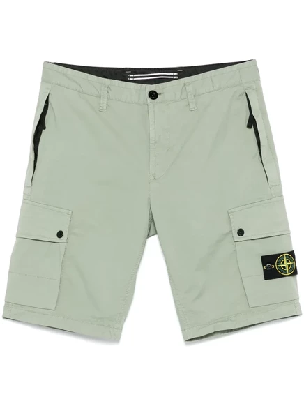 Мужские шорты Stone Island с отстегиваемой нашивкой, зеленые