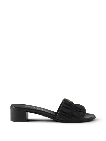 Женские стеганые мюли Prada из кожи наппа, черные