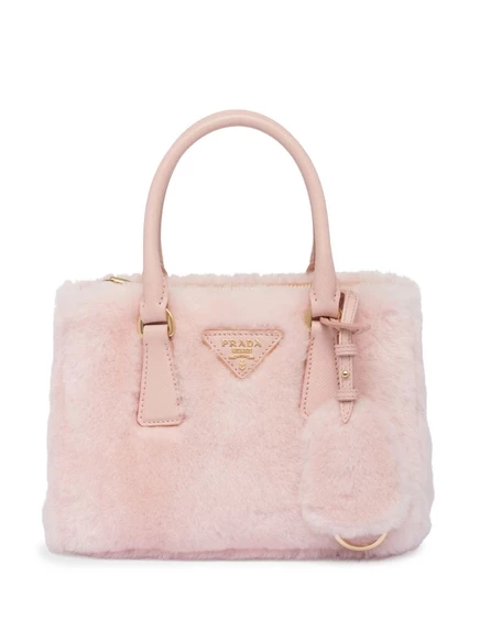 Мини-сумка из овечьей шерсти Prada Galleria pink