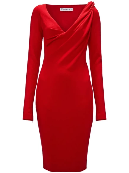 Миди-платье JW Anderson с V-образным вырезом  red