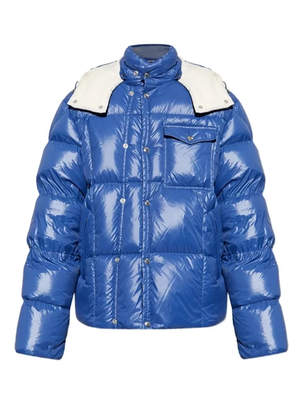 Стеганая пуховая куртка Moncler с капюшоном blue