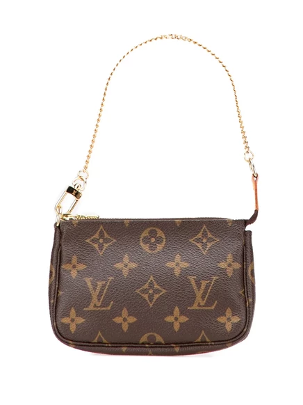 Бывшая в употреблении сумка Louis Vuitton 2007 года выпуска с монограммой Mini Pochette Accessoires brown