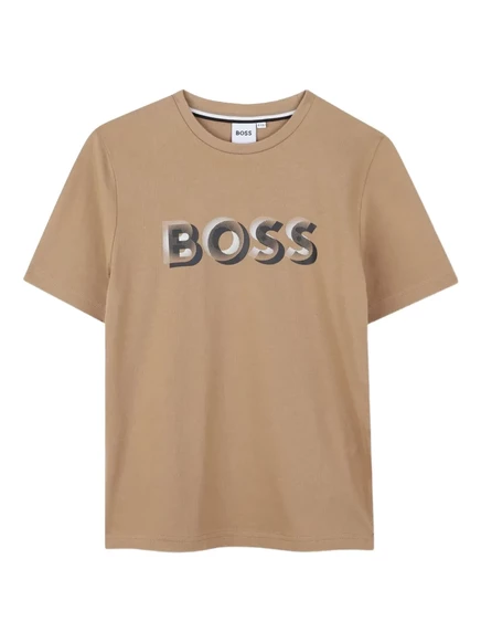 Футболка для мальчиков BOSS Kidswear, бежевая