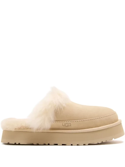 Женские тапочки Ugg Disquette Chalet на платформе бежевые