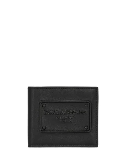 Мужской складной кошелек Dolce & Gabbana кожаный с тиснением, черный