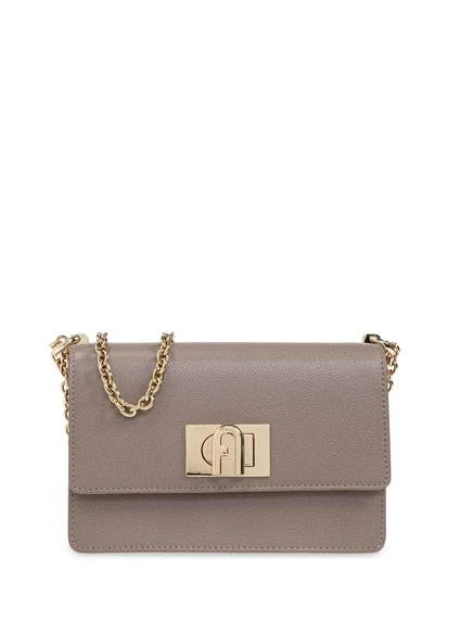 Женская кожаная сумка Furla через плечо, серая