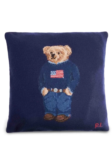 Подушка Ralph Lauren Home Polo Bear интарсия 50×50 см, синяя