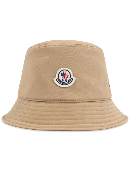 Женская шляпа Moncler с логотипной нашивкой и широкими полями, бежевая