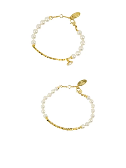 Фирменные браслеты Vivienne Westwood Amelia, украшенные жемчугом (комплект из двух) gold