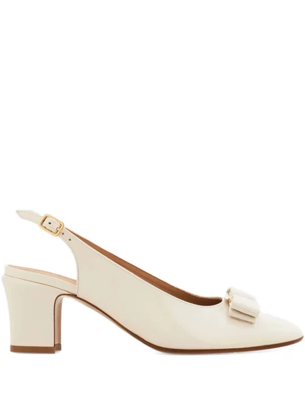Женские туфли-лодочки Ferragamo Vara с бантом, белые