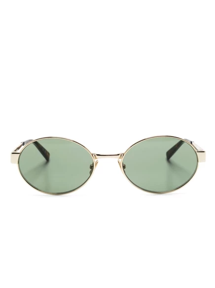 Унисекс солнцезащитные очки Saint Laurent Eyewear 692 овальные, золотистые