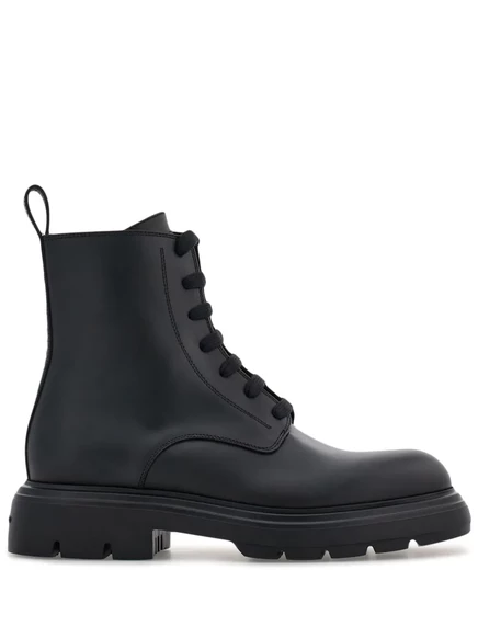 Женские ботинки Ferragamo Combat из кожи, черные