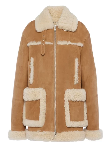 Женская замшевая куртка Maison Margiela с овчиной, коричневая