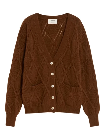 Женский вязаный кардиган Weekend Max Mara с ромбами, коричневый