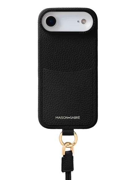 Чехол для iPhone 17 Air MAISON de SABR с отделением для карт и шнурком, черный