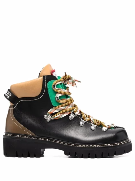 Кожаные ботинки в туристическом стиле DSQUARED2 black