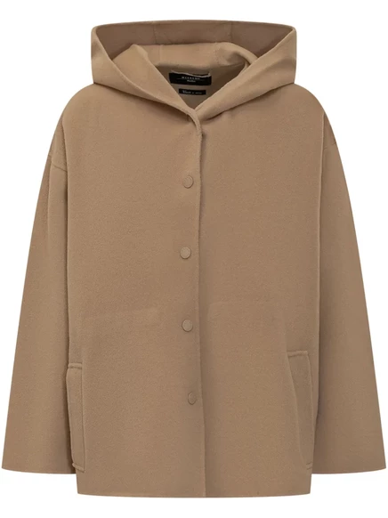Шерстяное пальто выходного дня Max Mara с капюшоном neutrals