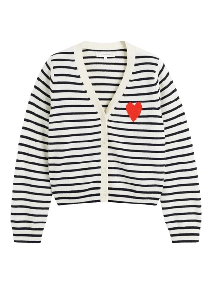 Женский кардиган Chinti & Parker Breton Heart в полоску, кремовый/синий