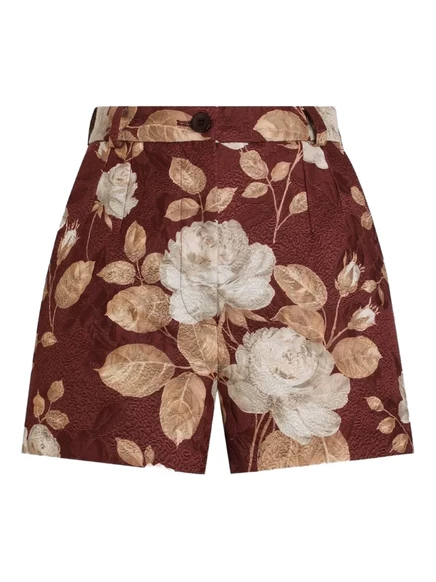 Женские шорты Dolce & Gabbana с розами, бордовые