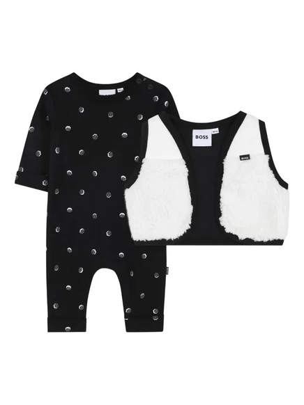 Пижама для младенцев Boss Kidswear 2 шт., черная в горох