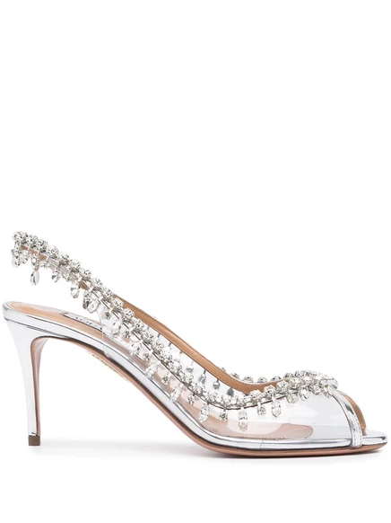 Женские туфли Aquazzura с декором, серебристые