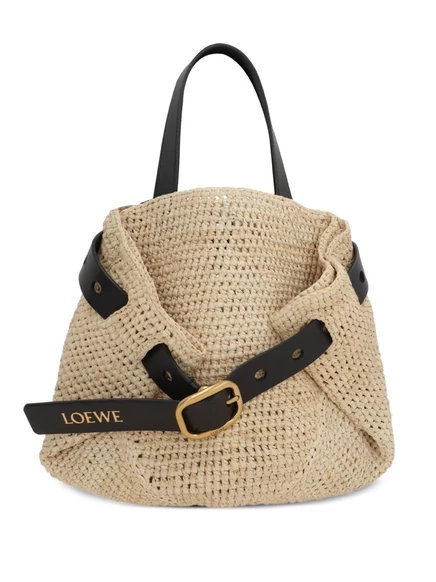 LOEWE mini Punch Hole rafia-вязаная крючком сумка через плечо neutrals