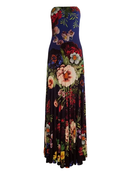 макси-платье alice + olivia Augusta на тонких бретельках с цветочным рисунком black
