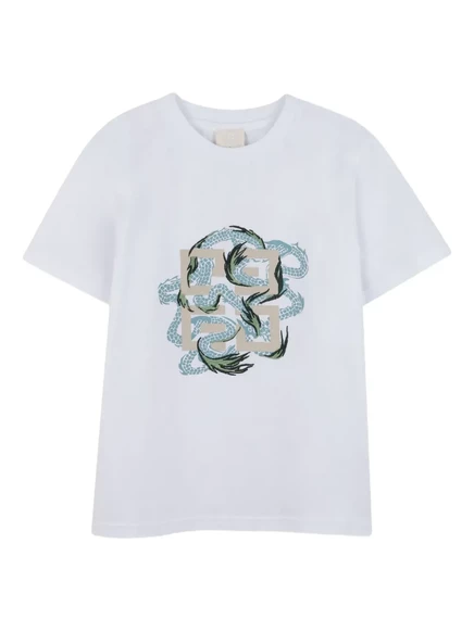Детская футболка Givenchy Kids с принтом дракона, белая