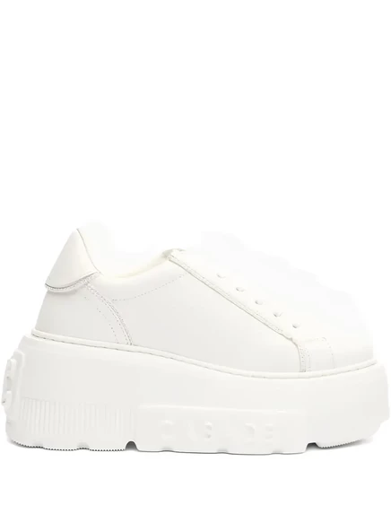 Кожаные кроссовки Casadei Nexus на платформе white
