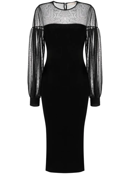 Платье в рубчик Ulla Johnson Milla с прозрачными вставками black