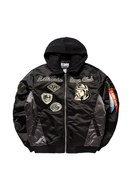 Мужская бомбер-куртка Billionaire Boys Club с капюшоном, черная