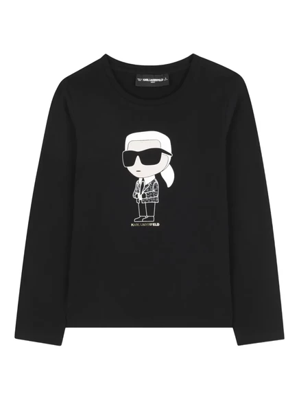 Детская футболка Karl Lagerfeld Kids Ikon с длинным рукавом, черная