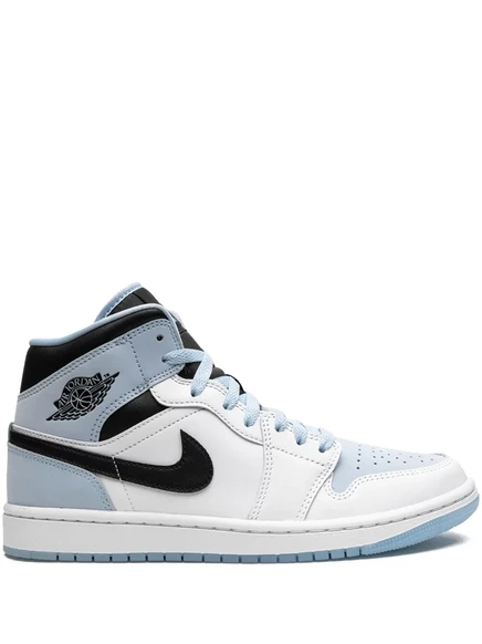 Унисекс кроссовки Jordan 1 Mid SE, бело-голубые/черные