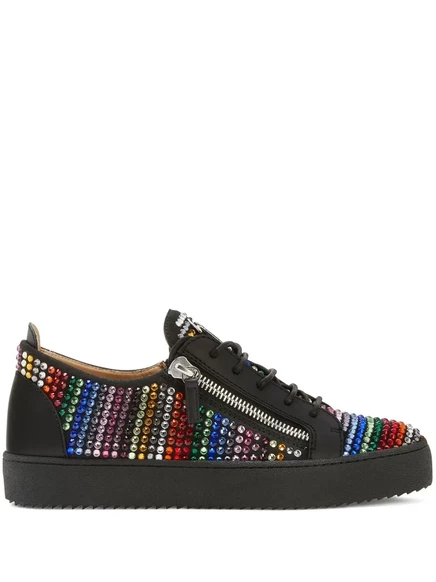 Кроссовки Giuseppe Zanotti Frankie Strass с низкой посадкой и двойной молнией black