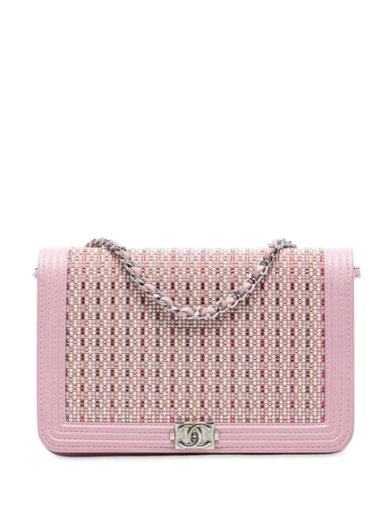 Женская сумка CHANEL Boy Wallet on Chain, розовая
