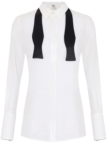 Рубашка из жоржета с галстуком-бабочкой Elisabetta Franchi white